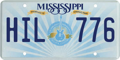 MS license plate HIL776