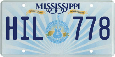 MS license plate HIL778