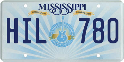 MS license plate HIL780