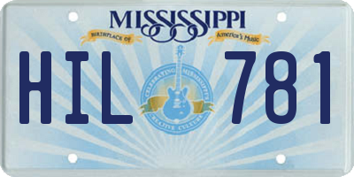 MS license plate HIL781