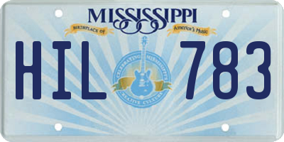 MS license plate HIL783
