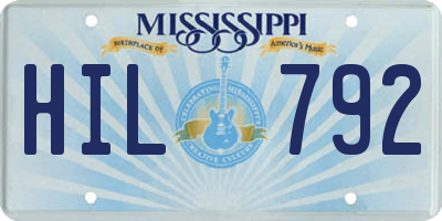 MS license plate HIL792