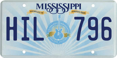 MS license plate HIL796
