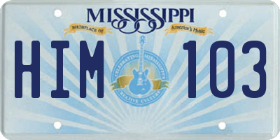 MS license plate HIM103