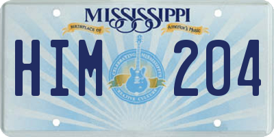 MS license plate HIM204