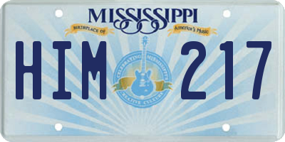 MS license plate HIM217
