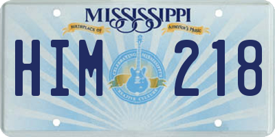 MS license plate HIM218