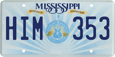 MS license plate HIM353