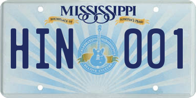 MS license plate HIN001