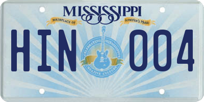 MS license plate HIN004