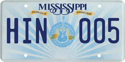 MS license plate HIN005