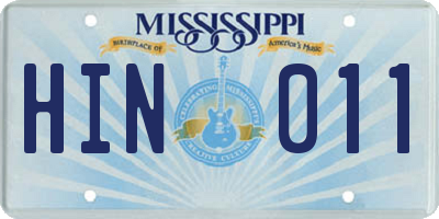 MS license plate HIN011