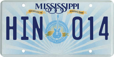 MS license plate HIN014