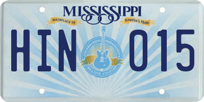 MS license plate HIN015