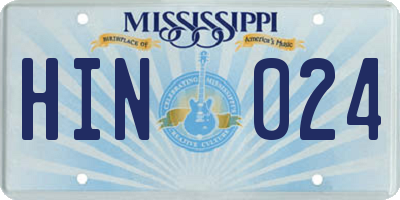 MS license plate HIN024