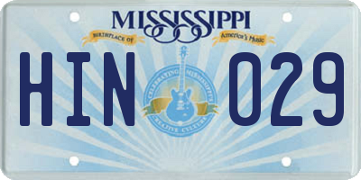 MS license plate HIN029