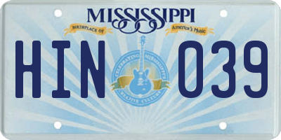 MS license plate HIN039