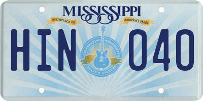 MS license plate HIN040