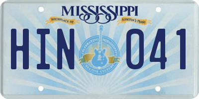MS license plate HIN041