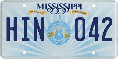 MS license plate HIN042
