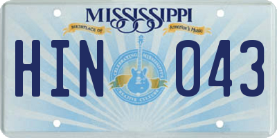 MS license plate HIN043