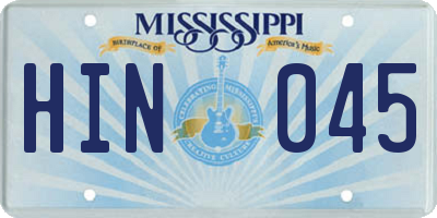 MS license plate HIN045