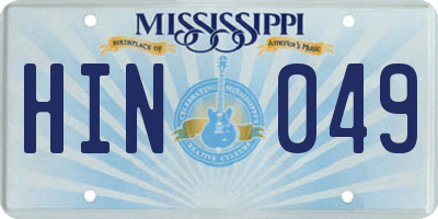MS license plate HIN049