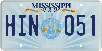 MS license plate HIN051
