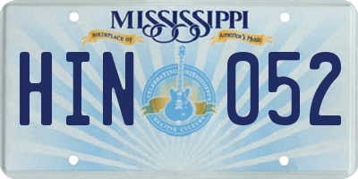 MS license plate HIN052