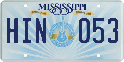 MS license plate HIN053