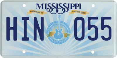 MS license plate HIN055