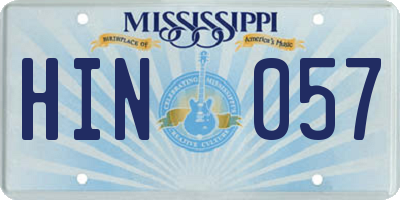 MS license plate HIN057
