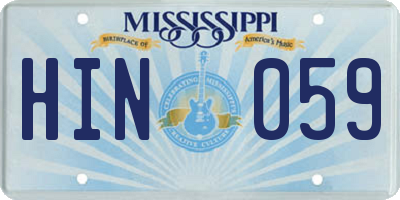 MS license plate HIN059