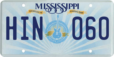 MS license plate HIN060