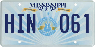 MS license plate HIN061