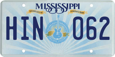 MS license plate HIN062