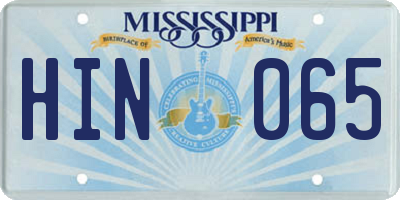 MS license plate HIN065
