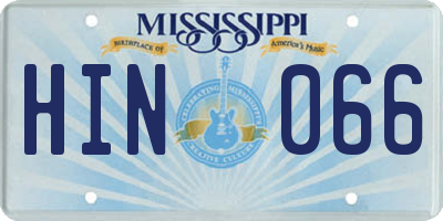 MS license plate HIN066