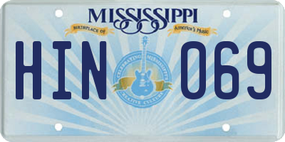 MS license plate HIN069
