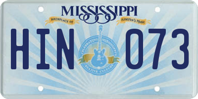 MS license plate HIN073