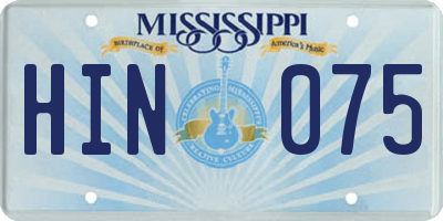 MS license plate HIN075