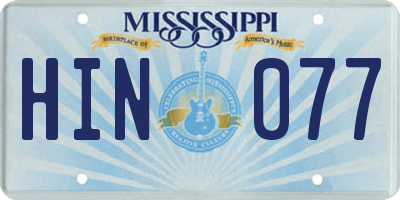 MS license plate HIN077