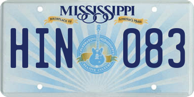 MS license plate HIN083