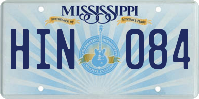MS license plate HIN084