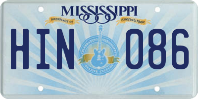 MS license plate HIN086