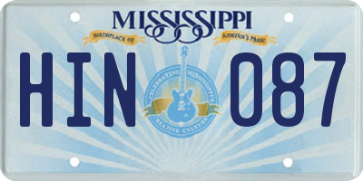 MS license plate HIN087