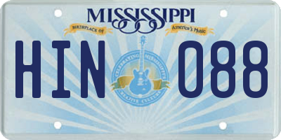 MS license plate HIN088