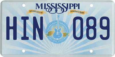 MS license plate HIN089