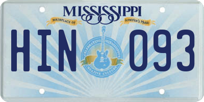 MS license plate HIN093