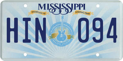 MS license plate HIN094